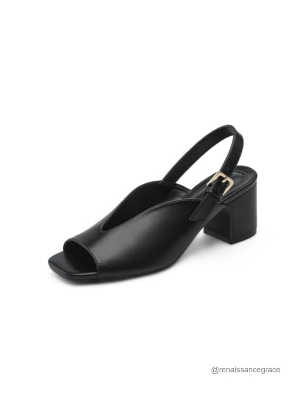 Faux Leather Block Heel Dress Sandals, 2.5" Slingback Peep Toe Heels